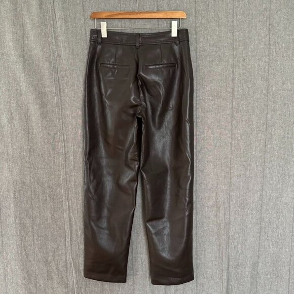 Aritzia Babaton Coffee Bean Faux Leather Straight Leg Command Pant Trouser - Picture 6 of 12